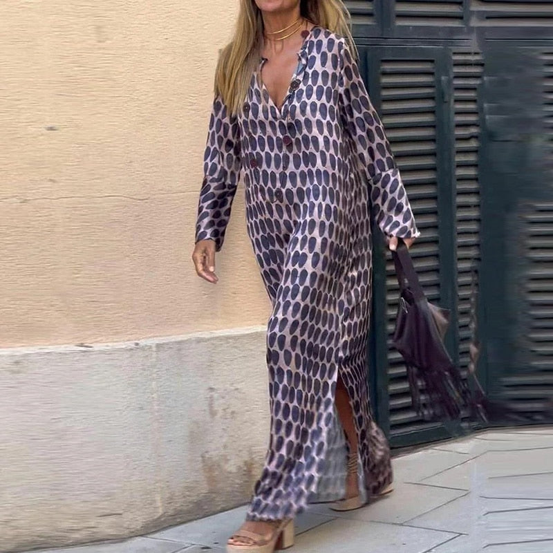 V-Neck Side-Slit Maxi Dress