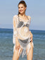 Hollow Out Tassel Beach Cover Up White / One Size