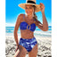 Lace up V Neck Ruffle Two Piece Set blue / S