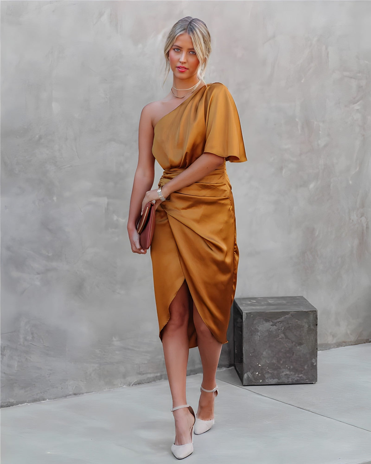 Silk Dress with Pleats