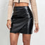 Tall Waist Faux Leather Skirt Black / S