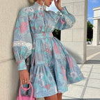 Floral A-Line Midi Dress with Panel Details