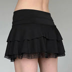 Low Waist Bow Stitching Mini Skirt