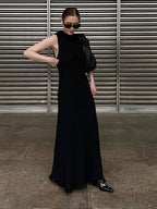 Polyester Cotton Dress with Round Neckline