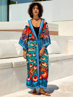 Printed V-Neck Plus Size Cover Up color2 / One Size