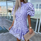 Polyester V-Neck Mini Dress