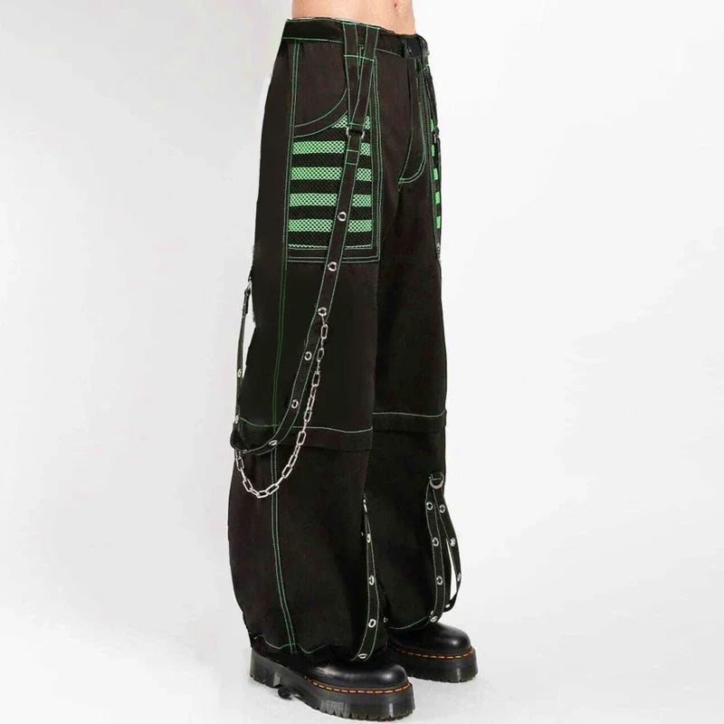 Rebellious Dark Y2K Wide Leg Trouser Green / S