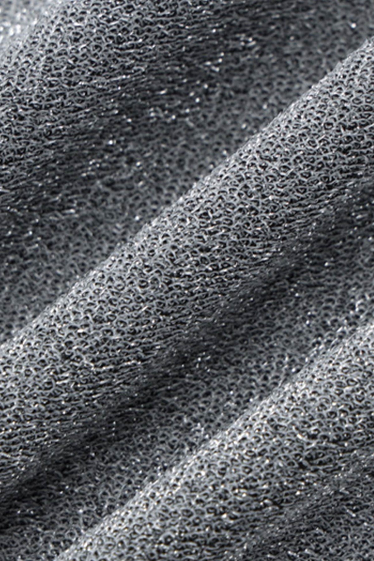 Silk Silver Dress with Draped Neckline