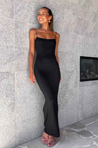 Open-Back Solid-Color Dress with Cami Straps