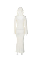 Crochet Solid-Color Dress with Hood
