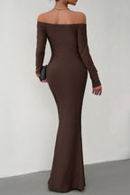 Off-Shoulder Solid-Color Dress with Mermaid Shape