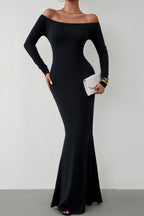 Off-Shoulder Solid-Color Dress with Mermaid Shape