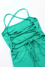 Ribbed Tie-Back Dress with Slit Detail