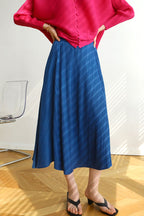Pleated Solid-Color Skirt with High Waist