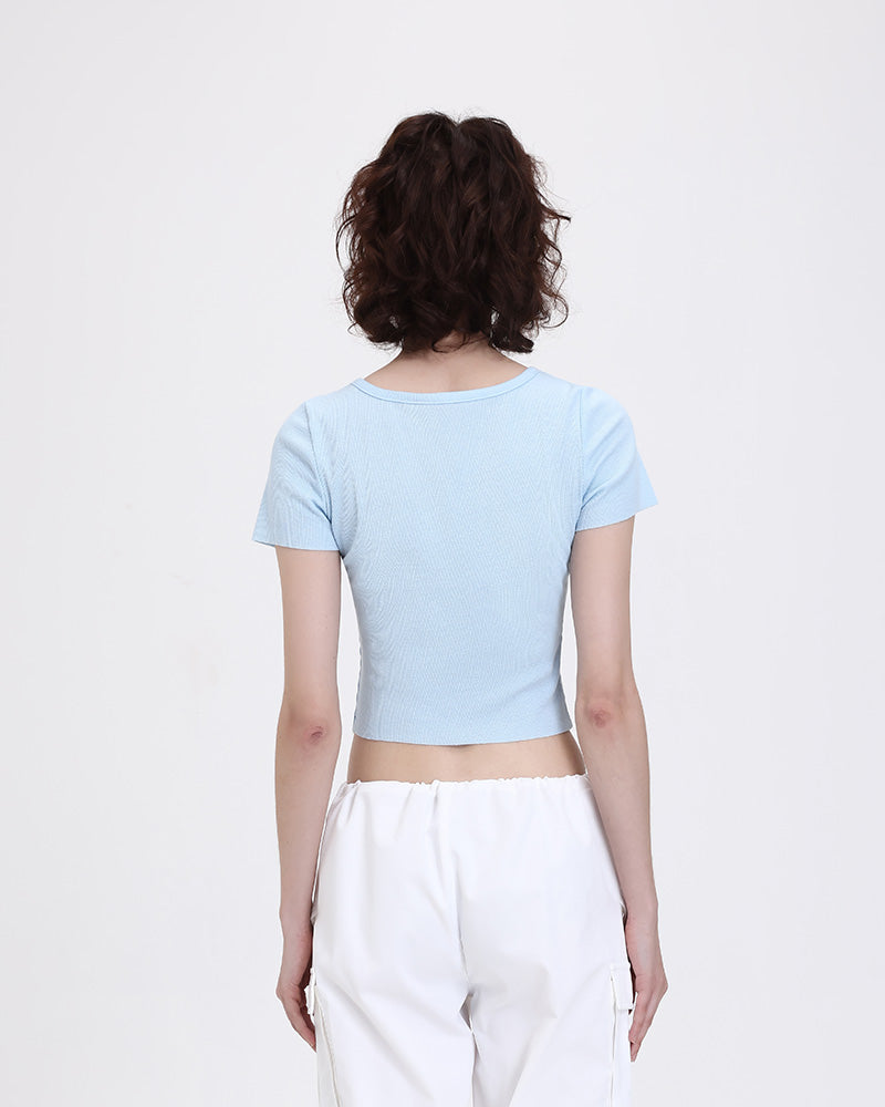 Slit-Detail Stretch-Blend Cami Top with Polyester Fabric