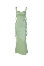 Square-Neck Open-Back Maxi Dress with Ruffle Details