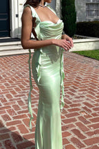 Square-Neck Open-Back Maxi Dress with Ruffle Details