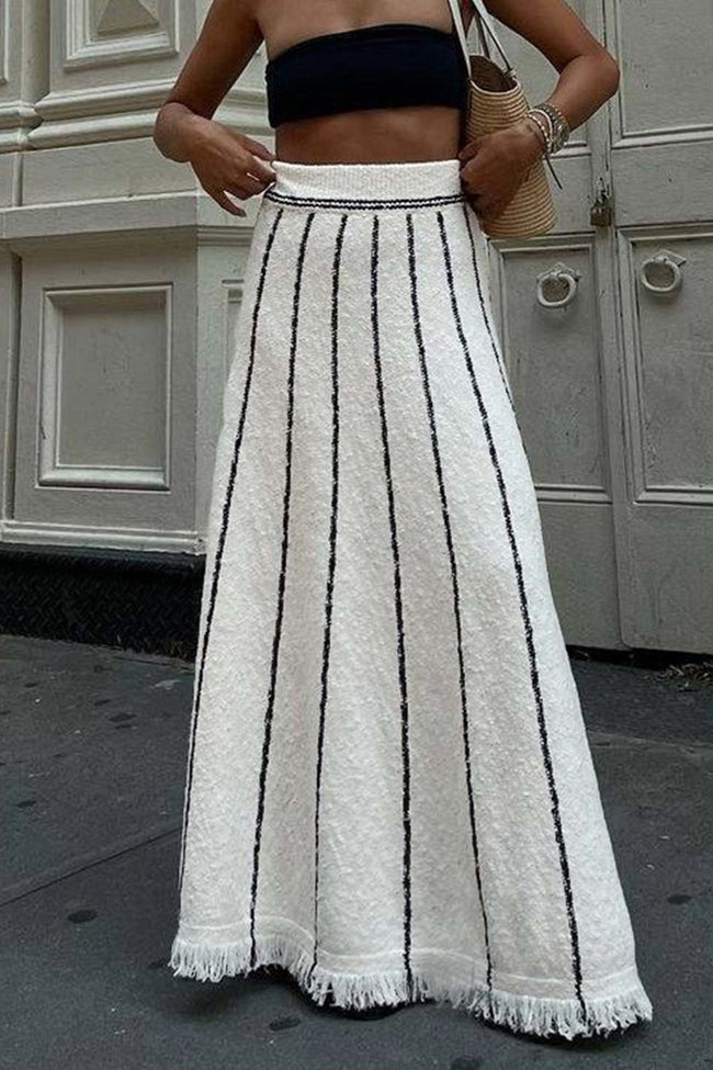 Striped Knit Fringe-Detail Skirt Main image