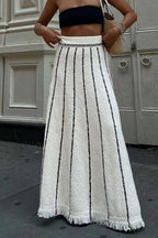Striped Knit Fringe-Detail Skirt