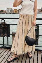 Striped Knit Fringe-Detail Skirt