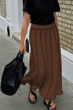 Striped Knit Fringe-Detail Skirt
