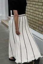 Striped Knit Fringe-Detail Skirt