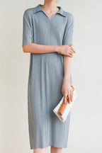 Striped Polo-Collar Dress