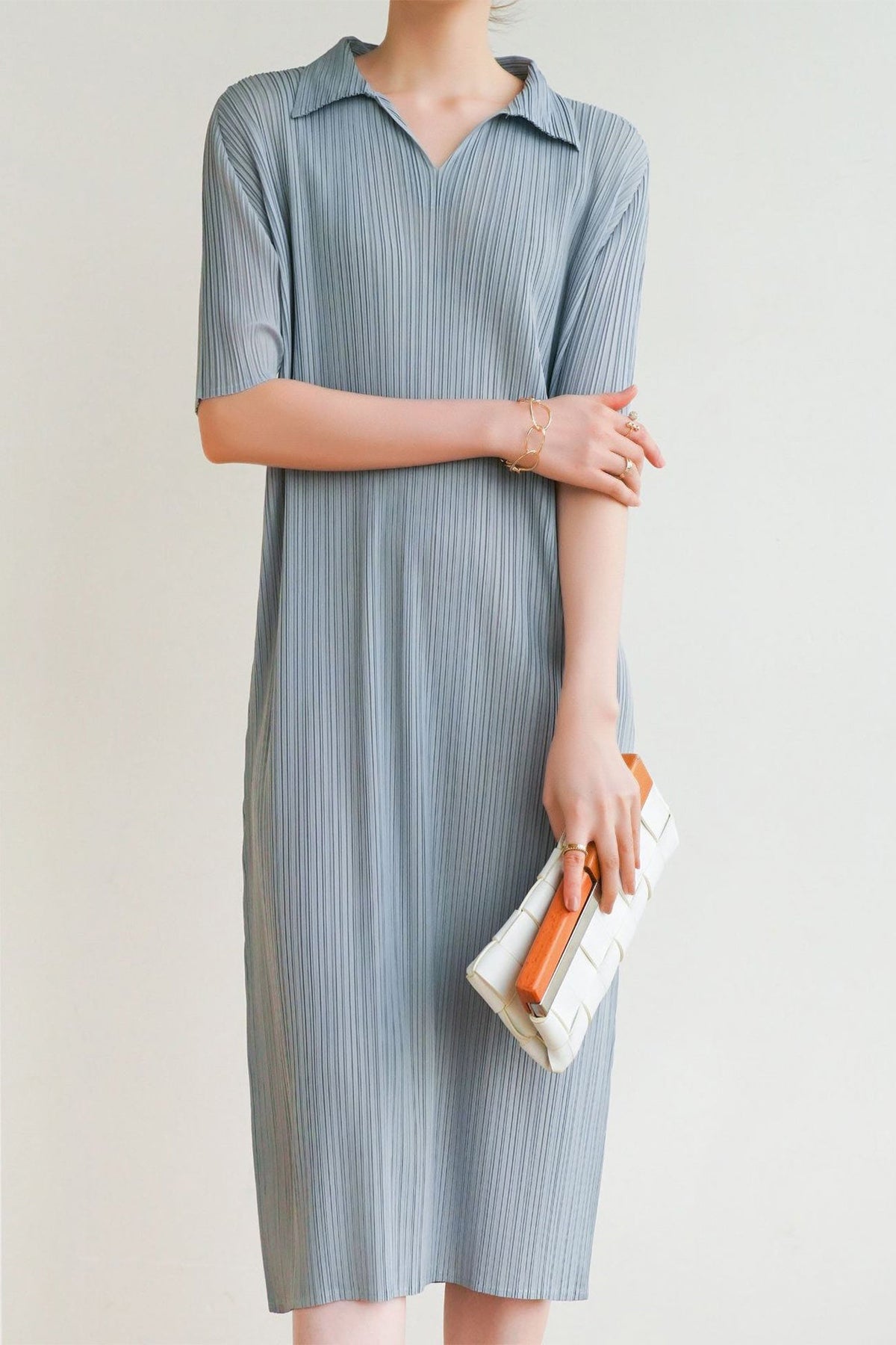 Striped Polo-Collar Dress