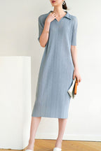 Striped Polo-Collar Dress