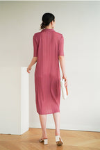 Striped Polo-Collar Dress