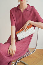 Striped Polo-Collar Dress