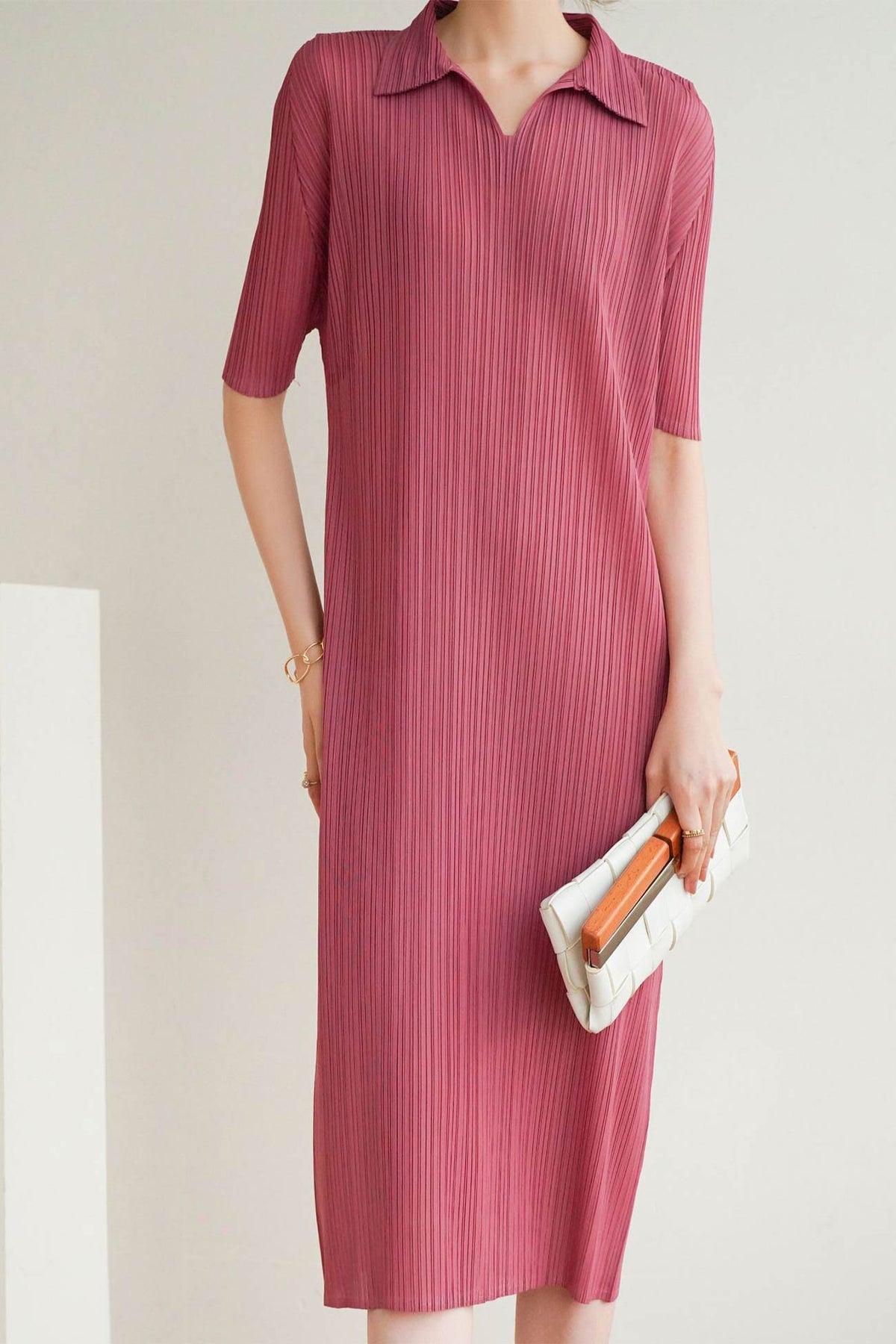 Striped Polo-Collar Dress