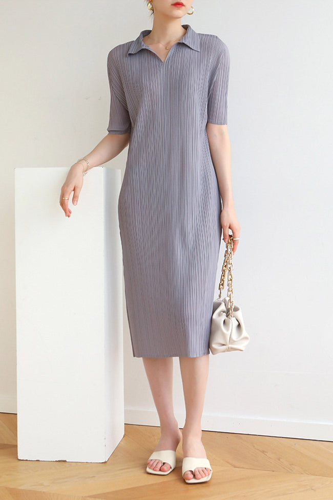 Striped Polo-Collar Dress Main image