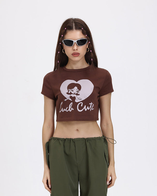 Polyester Stretch-Blend Cropped T-Shirt with Short Sleeves Main image
