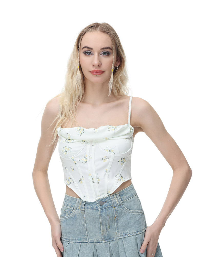 Floral Cotton Corset-Style Top