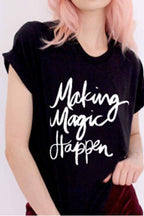 Lettered Cotton Top with Short Sleeves