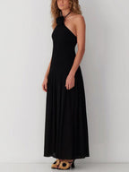 Floral Ombré Maxi Dress with Halter Neckline