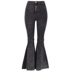 High-Rise Flared Wide-Leg Jeans with Washed Finish