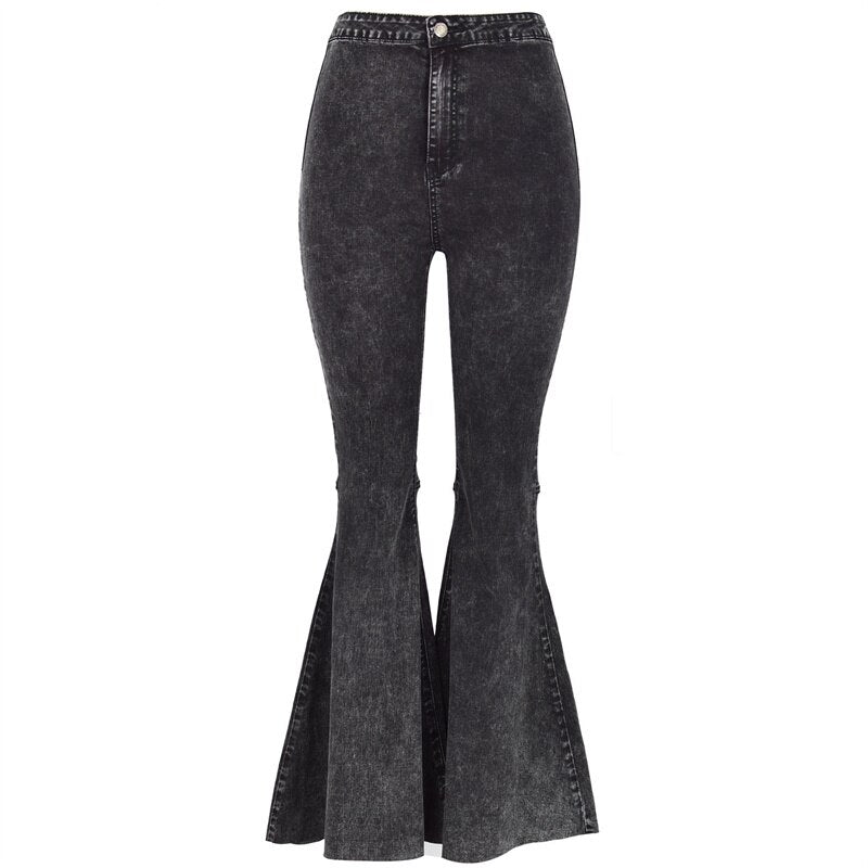 High-Rise Flared Wide-Leg Jeans with Washed Finish