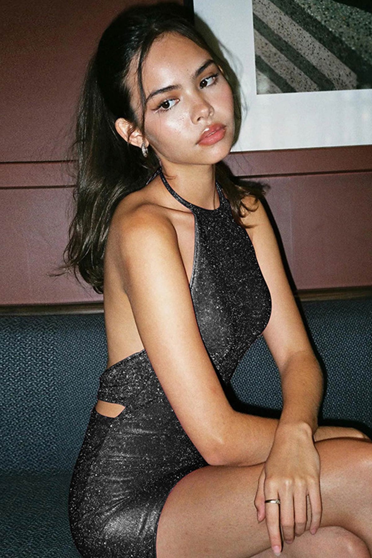 Velvet Bodycon Mini Dress with Back Ties