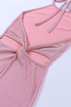 Velvet Bodycon Mini Dress with Back Ties
