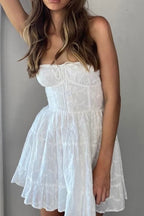 Lace White Dress with Strapless Neckline