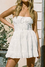 Lace White Dress with Strapless Neckline