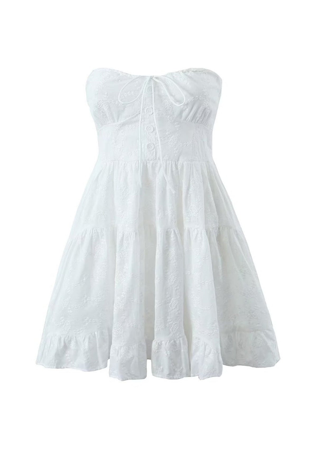 Lace White Dress with Strapless Neckline