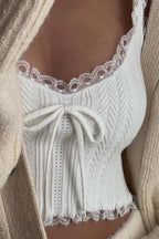 Scoop-Neck Polyester Cropped Tank Top in White