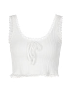 Scoop-Neck Polyester Cropped Tank Top in White