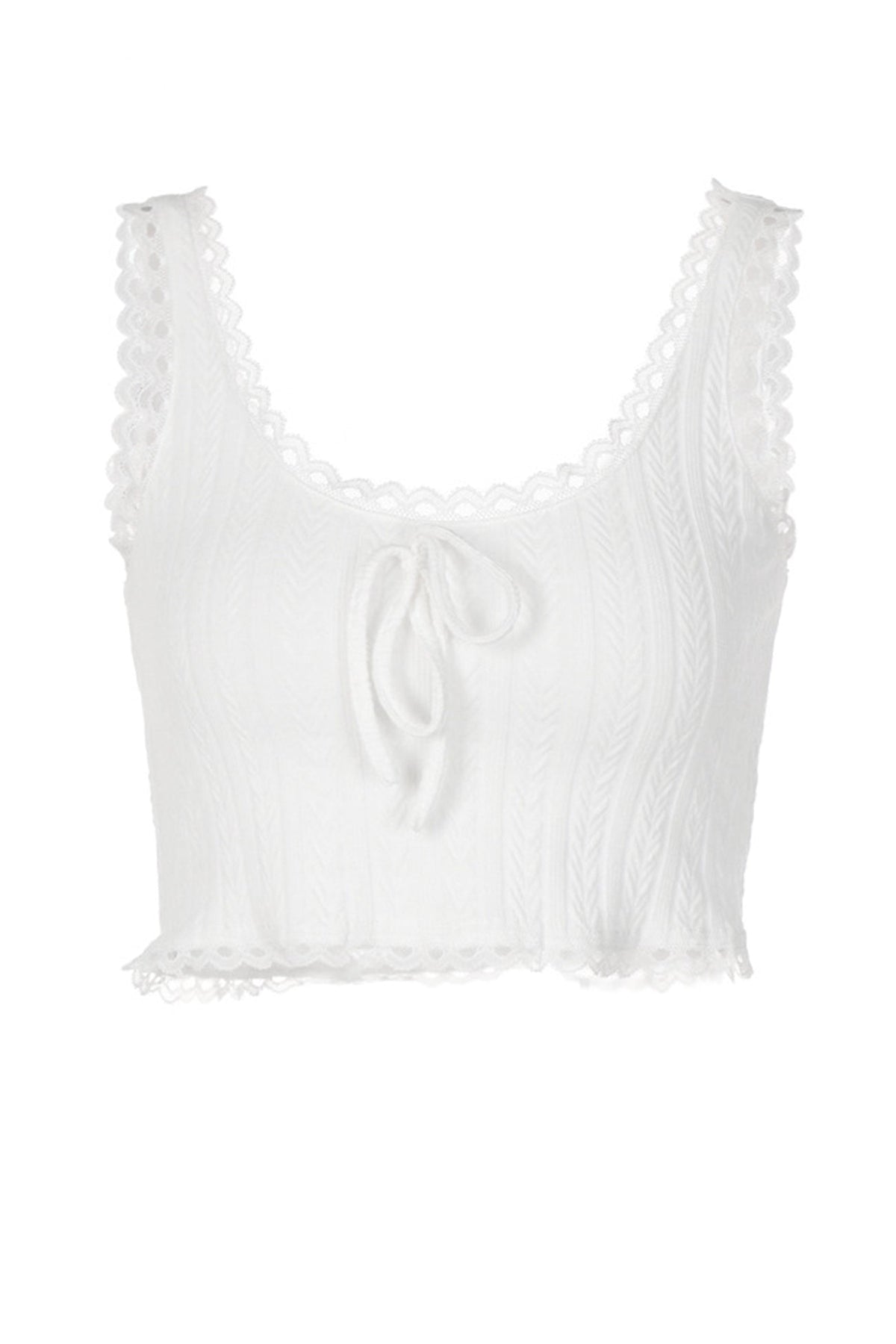 Scoop-Neck Polyester Cropped Tank Top in White