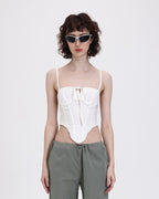 Halter Polyester Top with Corset Details