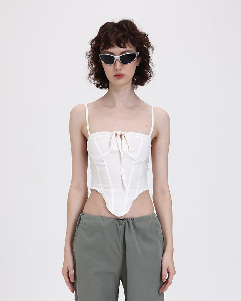 Halter Polyester Top with Corset Details