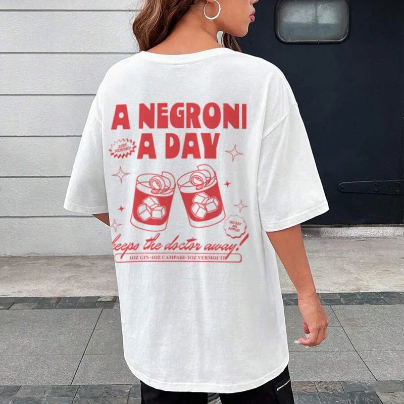 Negroni Summer Retro Cocktail T-shirt WHITE / S t-shirt-250223